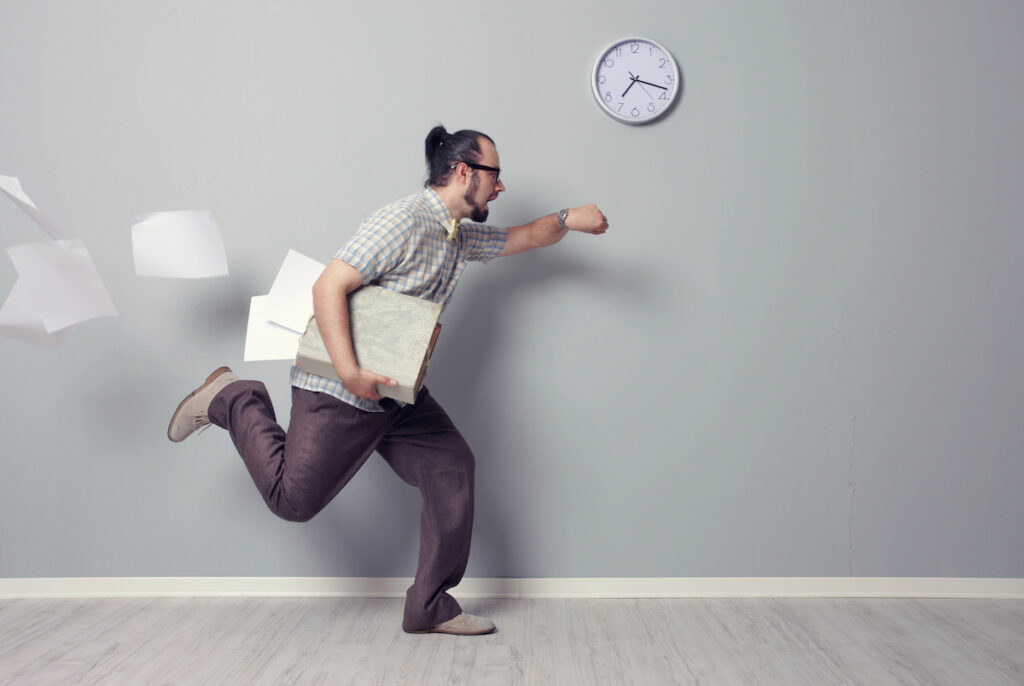 man trying to save time